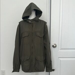 Land’s End Men's Olive Hooded Jacket, Size Large (42-44)